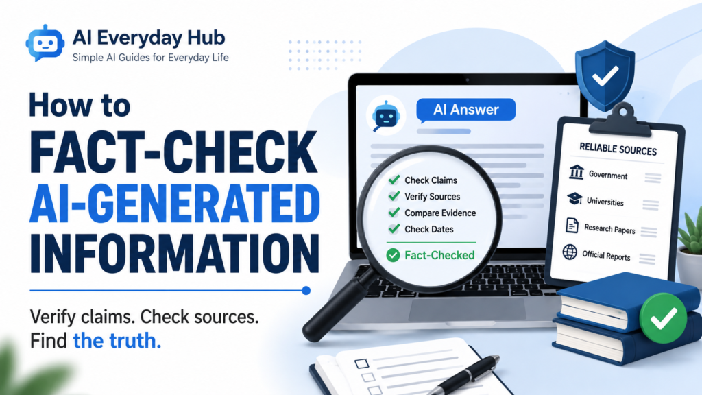 How to fact-check AI-generated information by checking claims, verifying sources, comparing evidence, and checking dates
