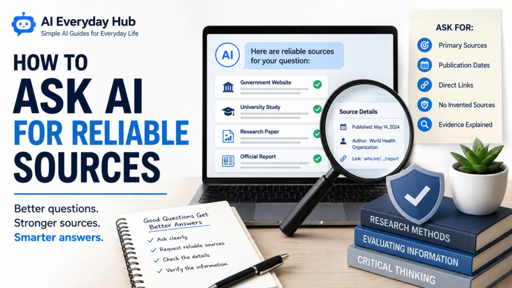 How to ask AI for reliable sources using primary sources, publication dates, direct links, and verified evidence