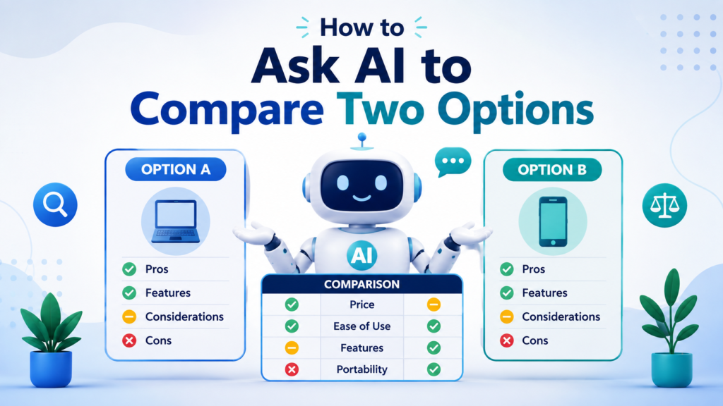 How to ask AI to compare two options using a simple comparison