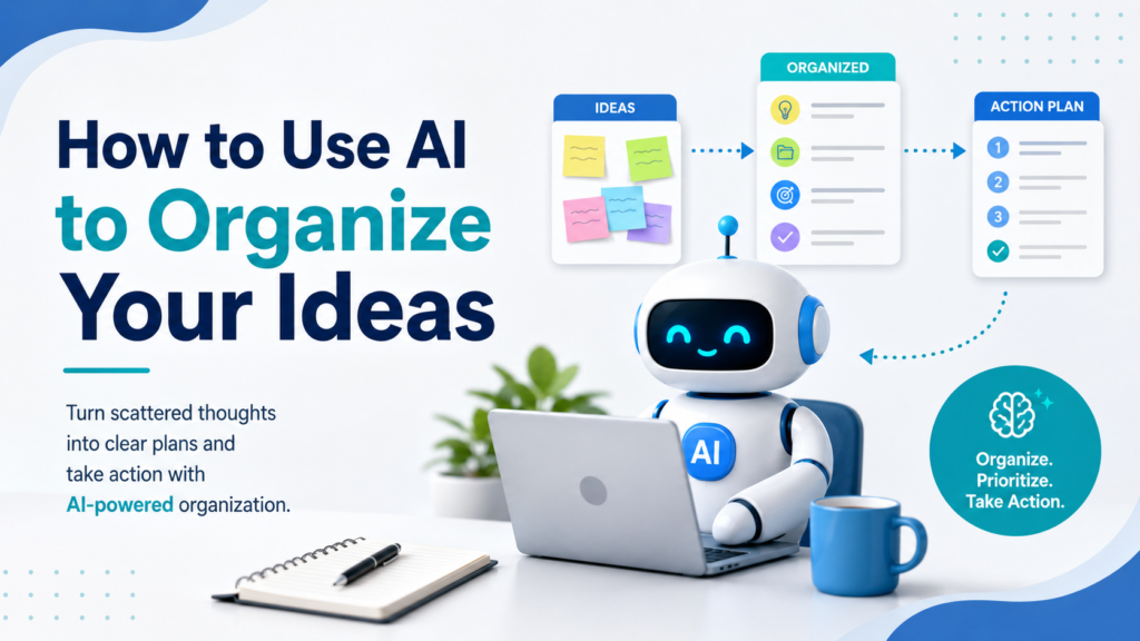 Use AI to organize your ideas by turning scattered thoughts into clear categories and an action plan
