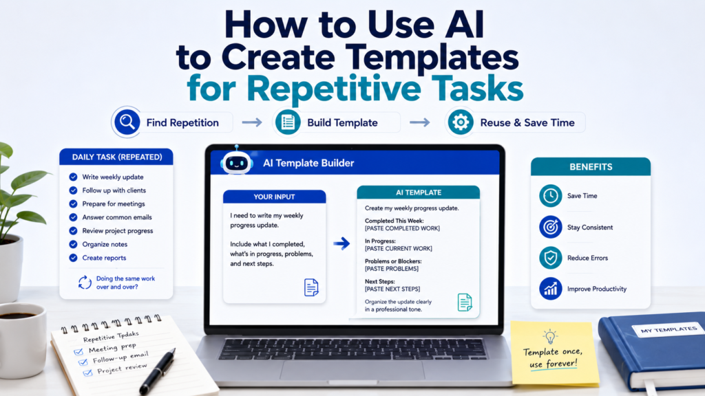 Use AI to create templates for repetitive tasks and save time with reusable workflows