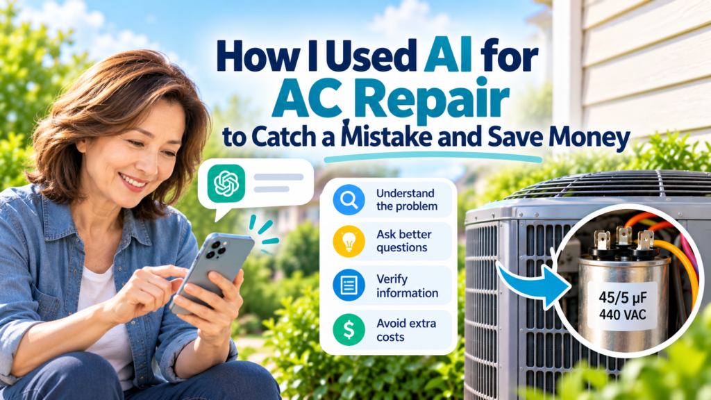 AI for AC repair helped a homeowner identify an AC capacitor problem and avoid extra repair costs
